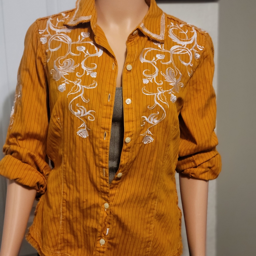 Workshop Republic Clothing Amber Embroidered Button-Down Shirt
